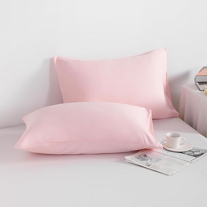 NTBAY King Pillowcase Set - 2 Pack Brushed Microfiber 20x40 Pillowcases - Soft, Wrinkle-Free, Fade-Resistant, Stain-Resistant, Blush Pink Pillowcases with Envelope Closure - 20x40 Inches, Blush Pink