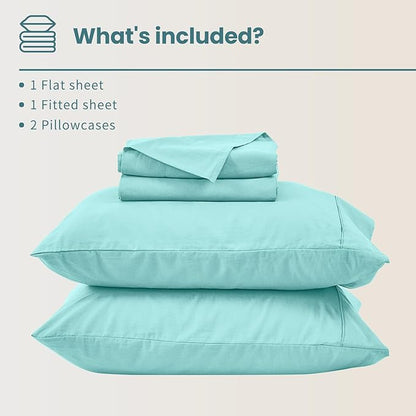 Bedlifes 100% French Linen Sheets King Size 18-24”Extra Deep Pocket 4-Piece Set Breathable & Moisture-Wicking,Soft & Durable Sheets for Thick Mattresses(Teal)