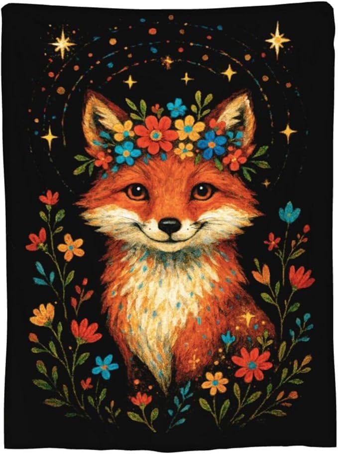 Fox Blanket Super Soft Warm Fluffy Fleece Flannel Animal Throw Blanket Cozy Fuzzy Plush Stuff Bedding Blankets Gifts for Women Kids Boys Girls Adults 60"X50"