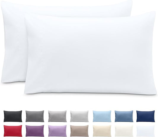 Bare Home Microfiber Pillow Cases - King 20x40 - Cooling Pillowcases - Double Brushed - Easy Care - Envelope Closure (King Pillowcase Set of 2, White)