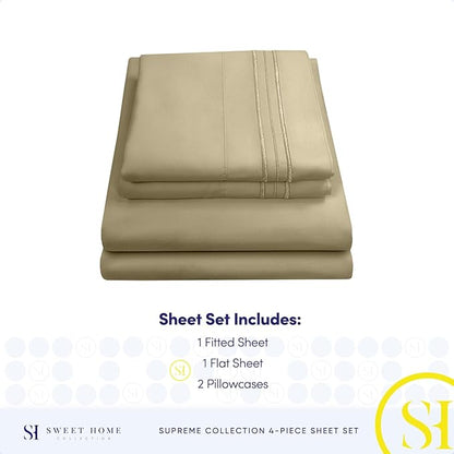 Full Size Sheet Sets - Breathable Luxury Sheets with Full Elastic & Secure Corner Straps Built In - 1800 Supreme Collection Extra Soft Deep Pocket Bedding Set, Sheet Set, Full, Sage