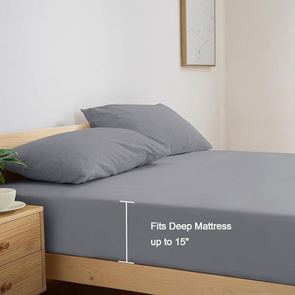 SPRINGSPIRIT Split Top King Sheets Sets for Adjustable Bed, 4 Piece Bed Sheets Set Deep Pockets, Extra Soft and Breathable Bedding Sheets, Grey