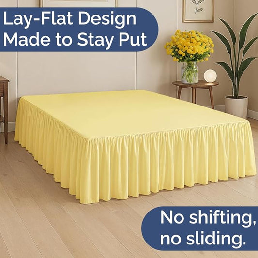 Bedskirt Full Size Ruffle - 12 inch Drop Dust Ruffle Bed Skirt with Platform - Ultra-Soft, Easy Fit, Premium Hotel Quality - Wrinkle, Fade & Shrink Resistant - for Women, Men, Kids and Teens - Yellow