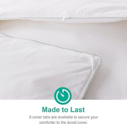 APSMILE Heavyweight Down Feather Fibers Comforter Oversized King Size - Ultra-Soft Luxury High Fill-Power Hotel-Style Thicker Winter Duvet Insert for Colder Weather/Sleeper (120x98, White)