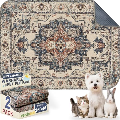 Washable Pee Pads for Dogs 36"x48" 2 Pack Reusable Puppy Potty Pad