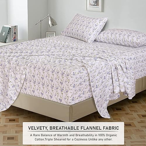 RUVANTI Flannel Sheets Queen Size, Sand Rose