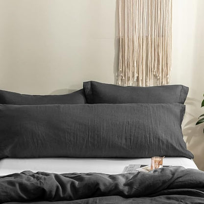 Simple&Opulence Body Pillow Cover 20" x 54",100% Pure Linen, Ultra Soft and Breathable, Body Pillowcase with Envelope Closure for Adults (Charcoal Grey)