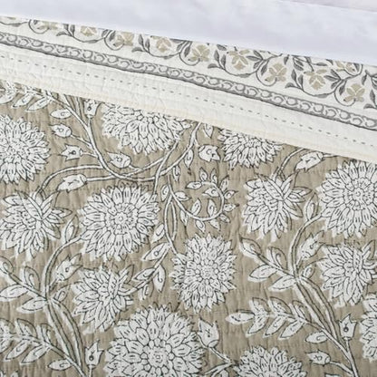 Levtex Home Adare Taupe Reversible King/Cal King Quilt Set (106x92in) and 2 Pillow Shams (36x20in) - Floral Bedding - Taupe White - Cotton King Size Quilt Bedding Set - Lightweight, Soft, Pre-Washed