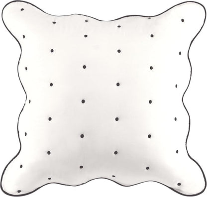 kate spade new york Scalloped Edge Euro Sham, 26" x 26" Decorative Pillow Cover, Single 100% Cotton Cover, Machine Washable, Marshmallow