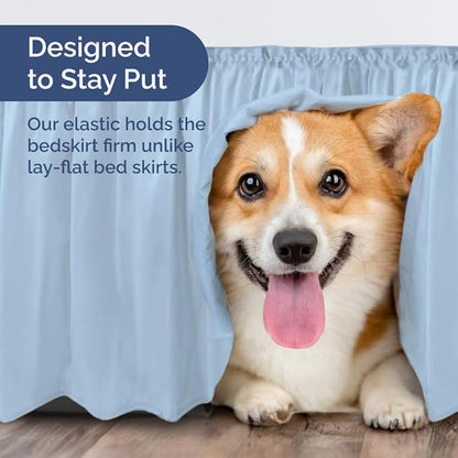 Wrap Around Dust Ruffle Bed Skirt - Light Blue - Twin/Twin XL Size Beds with 18 Inch Drop - Elastic Strap - Adjustable Pleated Bedskirt with Brushed Fabric and Wrinkle Free - Women, Men, Kids & Teens