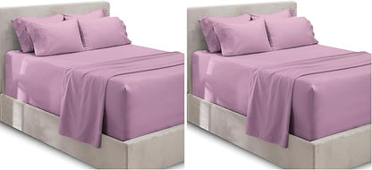 Hearth & Harbor Extra Deep Pocket King Size Sheets Set - Fits Mattress 18-24 Inches Deep - 6 Piece Lavender Dream Sheets