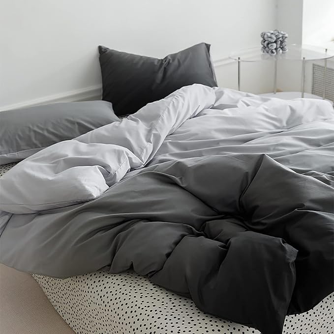 Cottonight Grey Gradient Comforter Set Queen Grey and Black Bedding Comforter Set Full Gradient Color Blanket Quilts Aesthetic Soft Breathable Green 3 Piece Comforter Set for Women Men