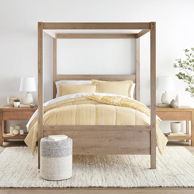 LINENS & HUTCH Comforter Set Patterned Microfiber All Season Down-Alternative Ultra Soft Bedding in Daisy Medallion - Full/Queen Daisy Medallion Yellow