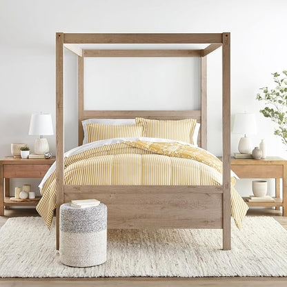 LINENS & HUTCH Comforter Set Patterned Microfiber All Season Down-Alternative Ultra Soft Bedding in Daisy Medallion - Full/Queen Daisy Medallion Yellow