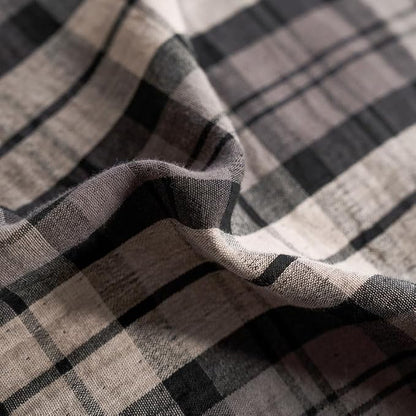 VM VOUGEMARKET Grey Gingham Duvet Cover King Size,Soft Double Layer Cotton Bedding Set with Jacquard Plaid Check Pattern,Breathable Reversible Duvet Cover with Zipper Closure