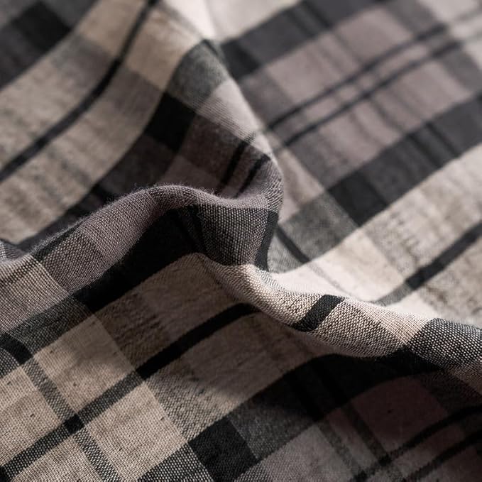 VM VOUGEMARKET Vintage Buffalo Plaid Duvet Cover Queen,Double Layer Cotton Jacquard Bedding Set with Grey Gingham Pattern,Soft Breathable Reversible Duvet Cover with Zipper Closure
