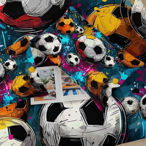 Soccer Comforter Twin Size,Sport Kids Comforter Set,3Pcs Bedding Set Printed Comforter with 2 Pillowcases,Down Alternative,Soft and Lightweight,for All Seasons