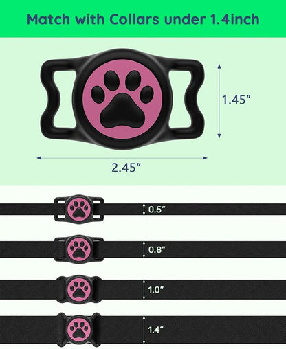IP68 Waterproof Dog AirTag Holder for Dog Collar, Soft, Stretchy Silicone | Full-Body Protection, Easy Tool-Free Installation, Quiet, No-Dangle Fit, Lightweight, Fits Dog & Cat Collars of All Widths