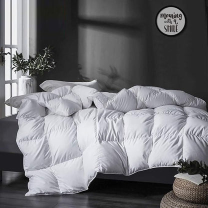 APSMILE Luxurious Queen Size Down Feather Fibers Comforter, Ultra-Soft All Season Duvet Insert, Fluffy Hotel Collection Down Feather Fibers Comforter with 8 Ties(90x90, White)