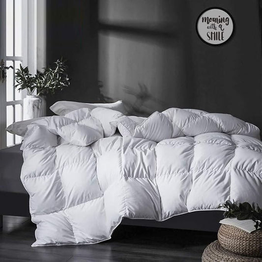 APSMILE Luxurious Queen Size Down Feather Fibers Comforter, Ultra-Soft All Season Duvet Insert, Fluffy Hotel Collection Down Feather Fibers Comforter with 8 Ties(90x90, White)