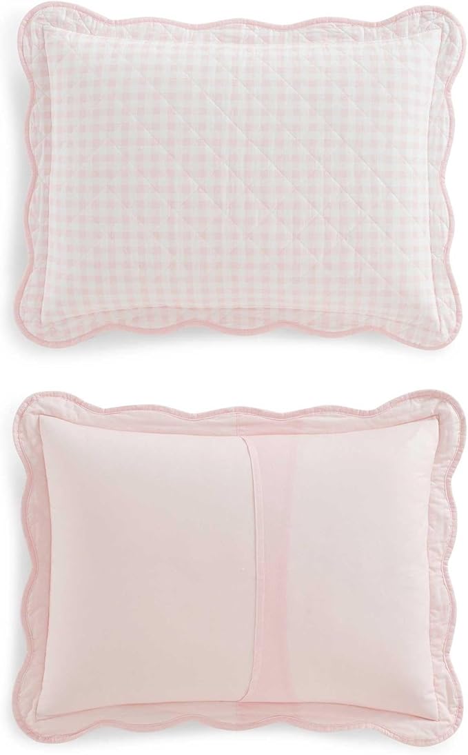 Martha Stewart - King Quilt Set, 100% Soft & Breathable Bedding with a Lightweight Feel for Year Round Comfort, 3 Piece Bed Set with Matching Pillowcases (Olivia Gingham Pink)