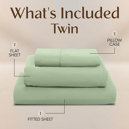 Utopia Bedding Twin Sheet Set – 3 Piece Bed Sheets for Twin Size Bed, Soft and Breathable Microfiber, Includes 1 Fitted Sheet, 1 Flat Sheet and 1 Pillowcase (Sage)