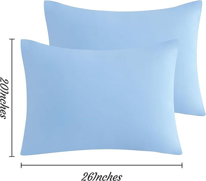 NTBAY Standard Pillow Cases Set of 2, 2 Pack Brushed Microfiber 20x26 Pillow Cases, Soft, Wrinkle, Fade, Stain Resistant Sky Blue Pillow Cases with Envelope Closure, 20x26 Inches, Sky Blue