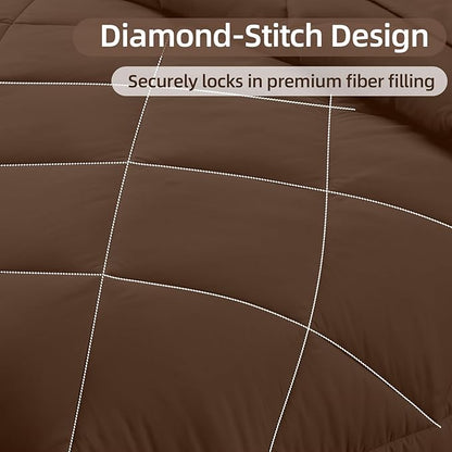 FUANNA 7 Pieces Full Size Comforter Sets, All Season Bedding Sets Full Size, Luxury Soft Bed in a Bag with Comforter, Flat Sheet, Fitted Sheet, Pillowcases & Pillow Shams, Dark Brown