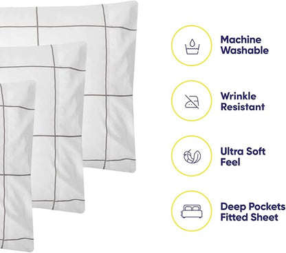 Twin Size Bed Sheets - 4 Piece 1500 Supreme Collection Fine Brushed Microfiber Deep Pocket Twin Sheet Set Bedding - 1 EXTRA PILLOW CASES, GREAT VALUE, Twin, Window Pane White