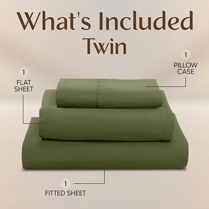 Utopia Bedding Twin Bed Sheets Set - 3 Piece Bedding - Brushed Microfiber - Shrinkage and Fade Resistant - Easy Care (Twin, Olive)
