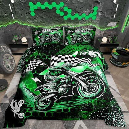 Feelyou Dirt Bike Comforter Set for Kids Boys Girls Queen Size