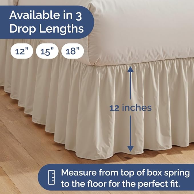 Bedskirt Full Size Ruffle - 12 inch Drop Dust Ruffle Bed Skirt with Platform - Ultra-Soft, Easy Fit, Premium Hotel Quality - Wrinkle, Fade & Shrink Resistant - for Women, Men, Kids and Teens - Wheat