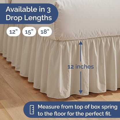 Bedskirt Twin Size Ruffle - 12 inch Drop Dust Ruffle Bed Skirt with Platform - Ultra-Soft, Easy Fit, Premium Hotel Quality - Wrinkle, Fade & Shrink Resistant - for Women, Men, Kids and Teens - Wheat