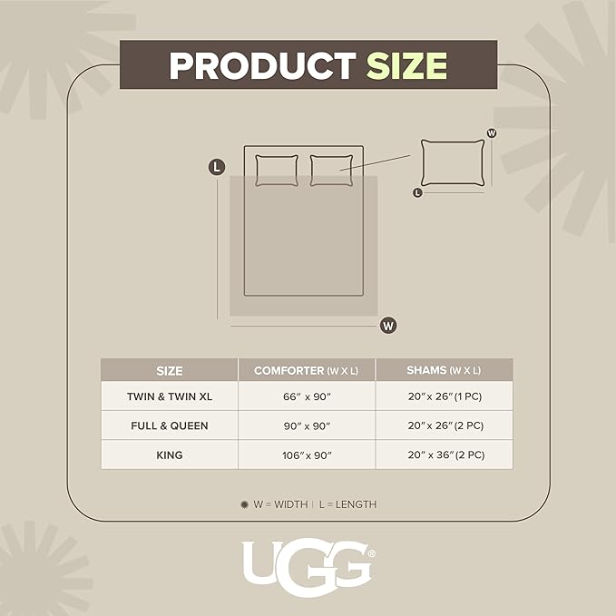 UGG Leonora Comforter Set with 1 Pillow Sham Lightweight Down Alternative Blanket Reversible All Season Washable and Hypoallergenic Bedding Set for College Dorm, Twin/Twin XL, Navy Blue