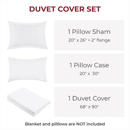 Mellanni Duvet Cover Set - 3 PC Iconic Collection Bedding Set - Hotel Luxury, Extra Soft & Cooling - Microfiber - Button Closure and Corner Ties (Twin, White)
