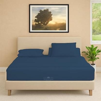 Split Head Flex 1 Qty Fitted Sheet for Adjustable Bed, Cal King 36" Split Down from The Top, 100% Egyptian Cotton 600 Thread Count, 18" Deep Pocket, Super Soft Wrinkle Free, Medium Blue