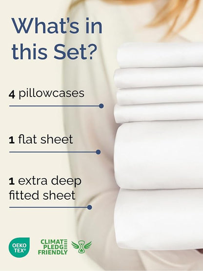Extra Deep Full Sheet Set - 6 Piece Breathable and Cooling Sheets - Hotel Luxury Bedding for Women, Men, Kids & Teens - Easy & Secure Fit - Soft and Wrinkle Free - Extra Deep Pockets - Antique White
