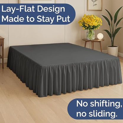 Bedskirt Twin Size Ruffle - 18 inch Drop Dust Ruffle Bed Skirt with Platform - Ultra-Soft, Easy Fit, Premium Hotel Quality - Wrinkle, Fade & Shrink Resistant - for Women, Men, Kids & Teens - Charcoal