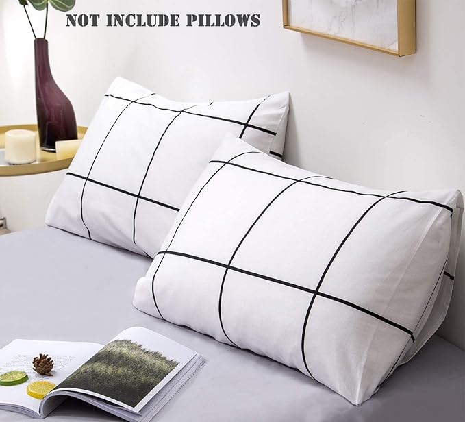 Houseri Black and White Plaid Comforter Set Full White Buffalo Checkered Bedding Comforter Full Size for Teen Boys Girls White Grid Comforter Preppy Gingham Geometric College Dorm Bed Comforters Full