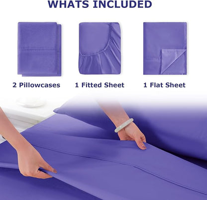 Full Size Bed Sheet Set - 4 Piece Soft Microfiber Sheets with Deep Pockets, Cooling Technology, and Wrinkle-Free Pillowcase. Hotel-Quality, Durable Bedding, Very Peri