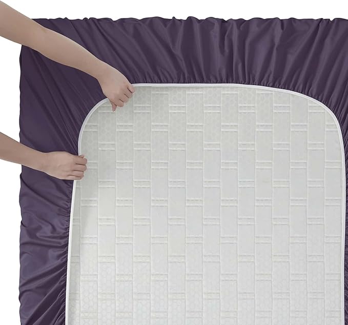 Clara Clark Cal King Sheets, 6 Piece Set - Hotel Luxury Sheets for Cal King Size Bed, Super Soft Bedding Set, Cal King Size, Eggplant Purple