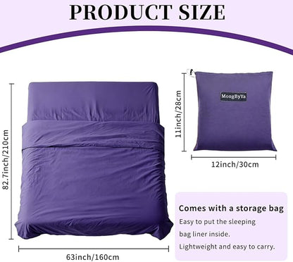 Sleeping Bag Liner Lightweight Compact Sleeping Bag Sack Portable Clean Travel Sheet Camping Sleep Sheet for Backpacking Hotel Hiking