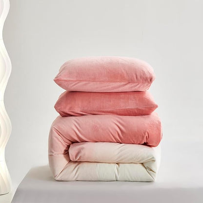 Cottonight Pink Velvet Comforter Queen Fluffy Flannel Bedding Set Women Men Thick Warm Winter Blanket Quilts Sherpa Micromink Light Pink Modern Chic Plush Fashion Bedding