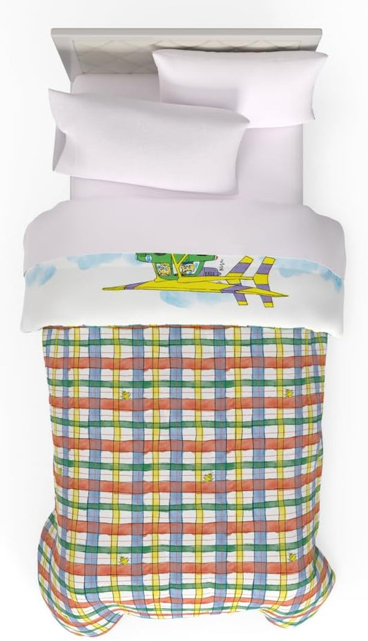 Richard Scarry's Busy World Book Kids Bedding Super Soft Microfiber Reversible Comforter, Twin/Full, (Official Licensed Product) By Franco