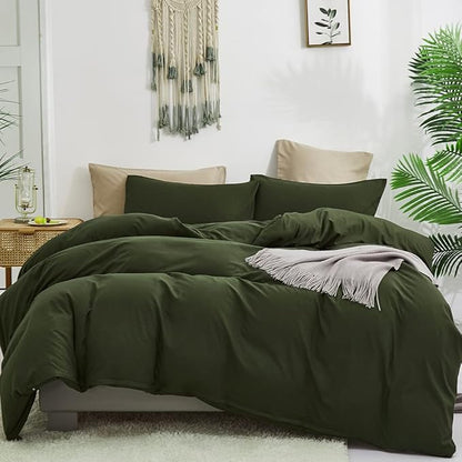 CLOTHKNOW Dark Green Twin/Twin XL Comforter Set 3Pcs Green Bedding Comforter Sets Boys Girls Comforter Soft Military Comforter with 2 x Pillow Cases
