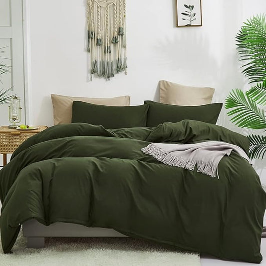 CLOTHKNOW Dark Green Twin/Twin XL Comforter Set 3Pcs Green Bedding Comforter Sets Boys Girls Comforter Soft Military Comforter with 2 x Pillow Cases