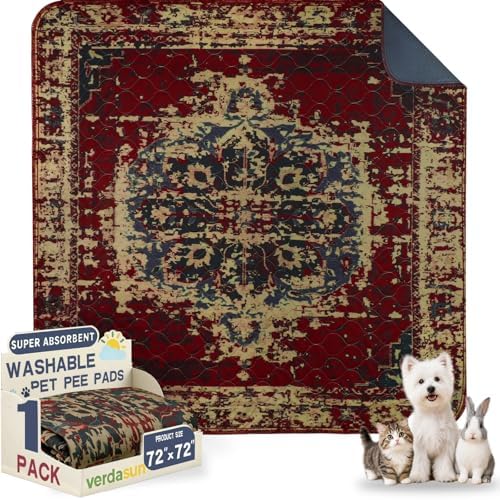 Washable Pee Pads for Dogs 72"x72" 2 Pack Reusable Puppy Potty Pad