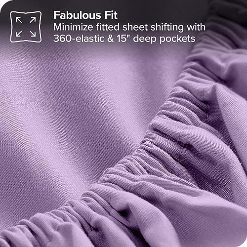 Bare Home Bed-in-A-Bag 5 Piece Comforter & Sheet Set - Twin XL - Goose Down Alternative - Ultra-Soft 1800 Premium Bed Set (Twin XL, Lavender/Lavender)