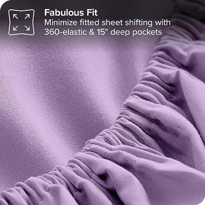 Bare Home Bed-in-A-Bag 5 Piece Comforter & Sheet Set - Twin XL - Goose Down Alternative - Ultra-Soft 1800 Premium Bed Set (Twin XL, Lavender/Lavender)
