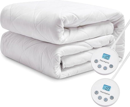 Electric Mattress Pad Queen Size Quilted Wave 10 Heat Settings & Dual Control with 12 Hour Auto Off,Deep Pocket Fits up to 15", Microfiber Bed Warmer, ETL Certified Machine Washable,60"x80"